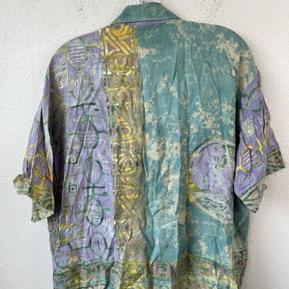 SPA Hawaiian Matching 2-Piece Rayon Button Down Shirt & Cropped Pants Size M EUC - Picture 4 of 8